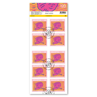 Timbres CHF 1.20 «Fly high», feuille de 10 timbres Feuille «Inclusion – Santé mentale», autocollant, oblitéré