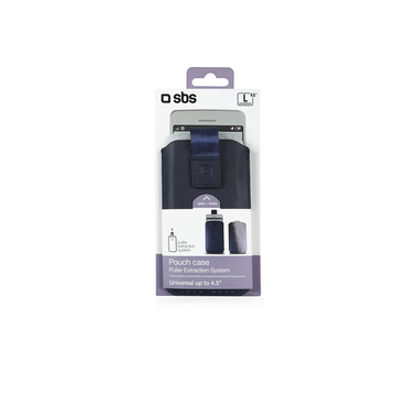 Custodia pouch in ecopelle con laccio estrattore, colore blu