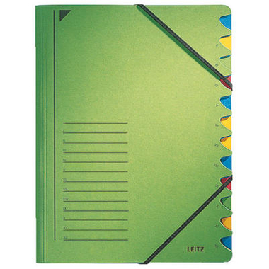LEITZ Ordnungsmappe A4 39120055 grün 12 Fächer