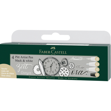FABER-CASTELL Pitt Artist Pen 167151 black & white 4 Stück