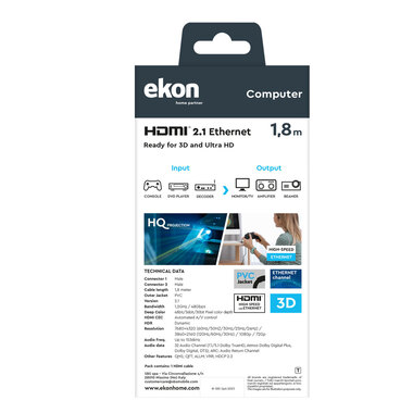 HDMI cable with 8K and 3D gold connectors | Ekon