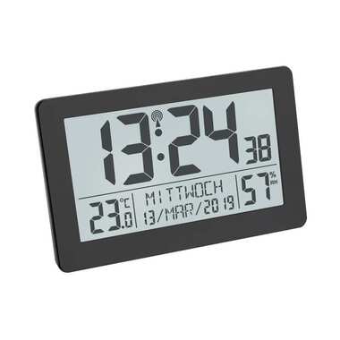 Orologio radiocontrollato TFA Dostmann con clima ambiente nero