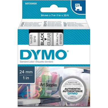 DYMO Schriftband D1 S0720920 schwarz/transp. 24mm/7m