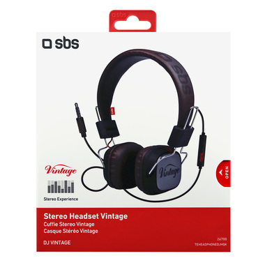 Cuffia DJ Vintage a filo stero con tasto risposta/fine chiamata e microfono, Risposta  in Frequenza 18HZ - 24KHZ, nero    