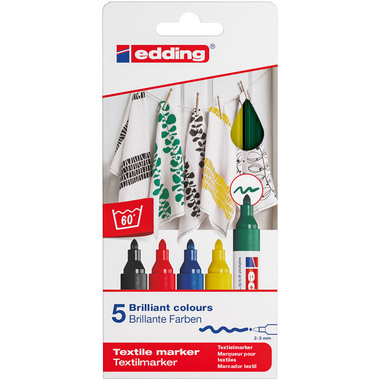 EDDING Textilmarker 4500 3948 Basic Color 5 Stück