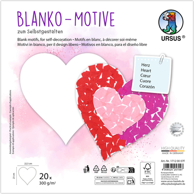 URSUS Motifs en blanc 23x23cm 17120007F Cur 20 feuilles