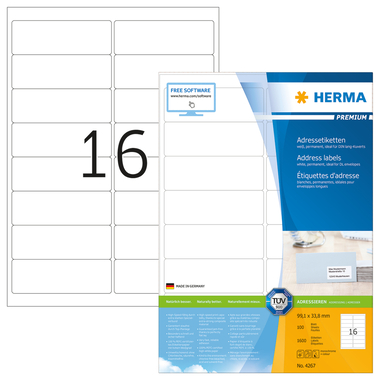 HERMA Etiquettes 4267 4267 99.1x33.8mm 1600pcs. 100 fl.