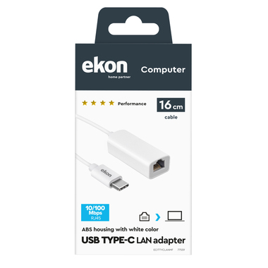Typ-C LAN Buchsenadapter für MacBooks, Notebooks und PCs | Ekon