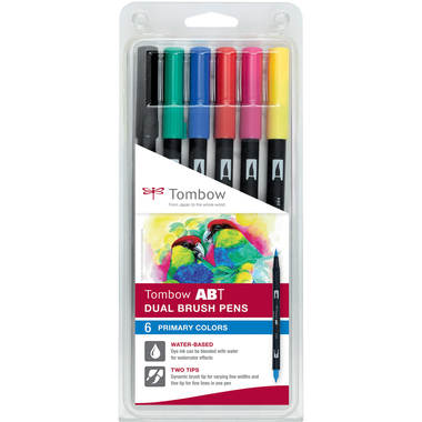 TOMBOW ABT Dual Brush Pen ABT-6P-1 6er Set Grundtöne