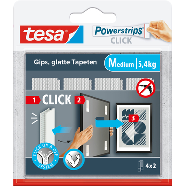 TESA Powerstrips 4x2 strisce 77721-00000 Click Medium, nastro velcro