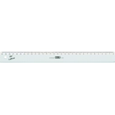 M+R Flachlineal 30cm 11300090 transparent, für Linkshänder