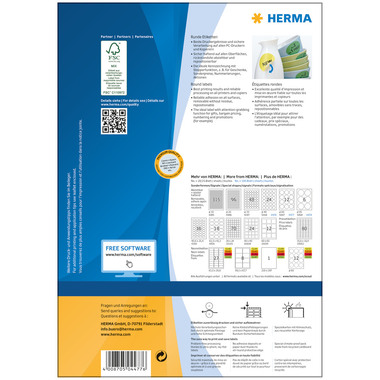 HERMA Etichette SPECIAL 60x60mm 4477 bianco,non-per. 1200 pz./100f.