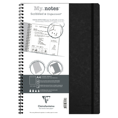 CLAIREFONTAINE AGE BAG MY.NOTES A4 783431C Carnet spirales dot noir 60 f.
