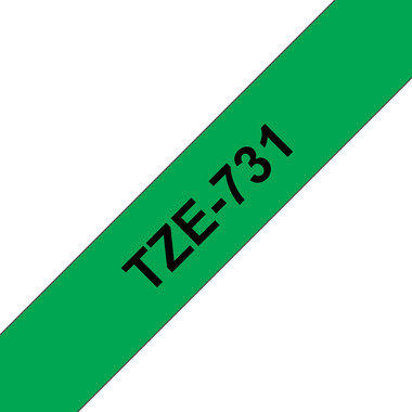 PTOUCH Nastro, plastific. nero/verde TZe-731 PT-1280VP 12 mm