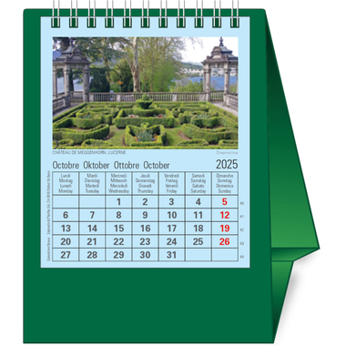 NOVOS Tischkalender Natura 2025 997083 1M/1S dunkelgrün ML 11.5x14cm