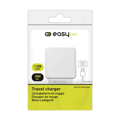 Alimentatore da viaggio con presa europea ed ingresso USB da 1A