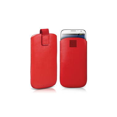 Custodia pouch in ecopelle con laccio estrattore, colore rosso