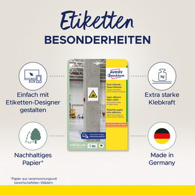 AVERY ZWECKFORM Etiketten Universal 210x297mm L7877-20 20 Blatt