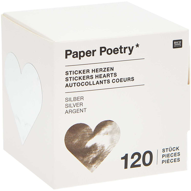 RICO DESIGN Sticker Herzen 300136 silber 120 Stück