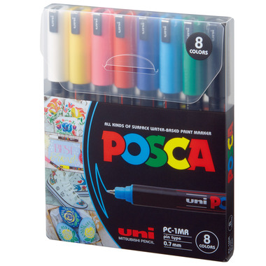 UNI-BALL Fineliner Posca 0.7mm PC-1MR 8C 8 Farben ass.
