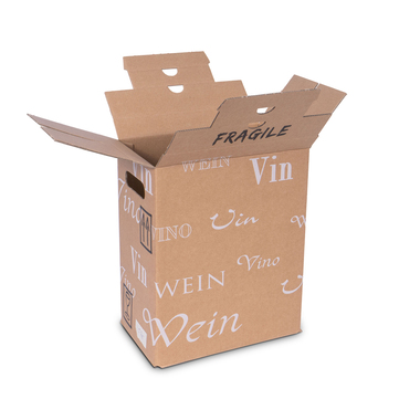 Height adjustable folding box "Trans-Scripto" for 6x 0.75l bottles with bottle height 330mm & Ø82mm