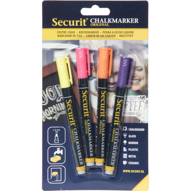 SECURIT Marker Craie 1-2mm BL-SMA100-V4-TRO 4 couleurs ass.