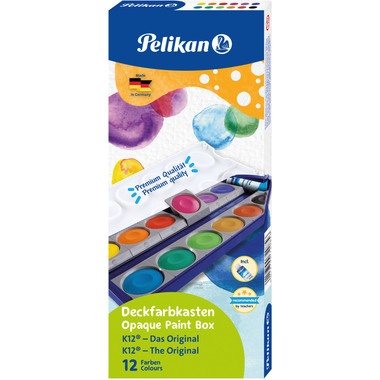 PELIKAN Deckfarben 735K/12 12 Farben Deckweiss