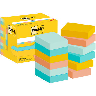 POST-IT Notes Beachside 51x38mm 653-12-BEA 4-couleurs 12x100 feuilles
