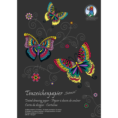 URSUS Carta disegno colori blocco A4 2134699SE 130g, intensiv 20 fogli