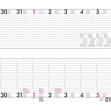 BÜROLINE Calendario settimanale 2025 890712 1S/2P ML 12x28.4cm