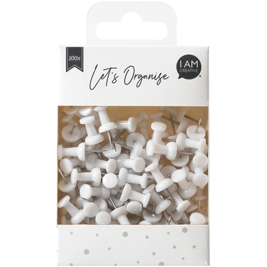 I AM CREATIVE Push Pins Let`s Organize MAA4035.15 bianco, 9x24cm 100 pezzi