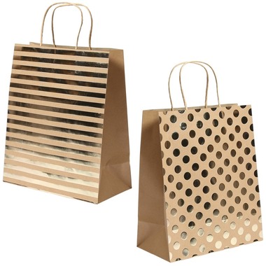 I AM CREATIVE Sacs papier, 4 pcs 4088.05 brun/doré, 25.4x30x12.7cm
