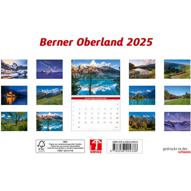 CALENDARIA Bildkalender 2025 783036204338 Berner Oberland ML 31.5x23cm