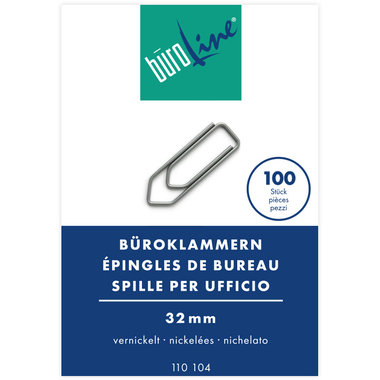 BÜROLINE Trombones no.4 110104 nickelé, 32mm 100 pcs.