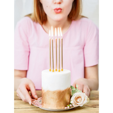 PARTYDECO Bougies d'anniversaire 12.5cm SCD-1-019ME or 12 pièces