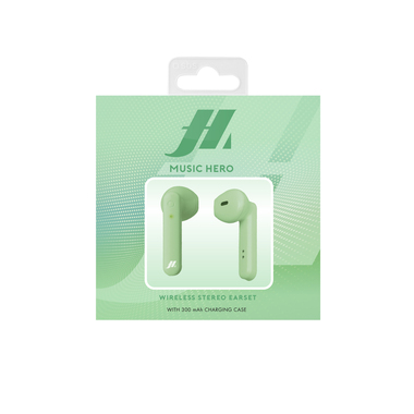 Écouteurs True Wireless Stereo avec design semi intra-auriculaire et touches multifonction pour musique et appels, vert clair