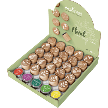COLOP Woodies Display Floral 165670 25 Stempel, 5 Kissen