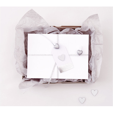 RICO DESIGN Dekoklammern Herz 7040.26.18 weiss-silber, 8 Stück, 3cm