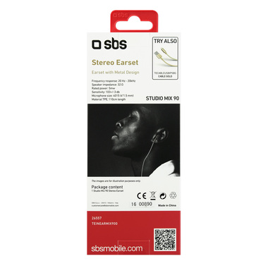 Auricolare filo stereo in-ear Metal Studio Mix 90, con tasto risposta e controllo volume, Colore Bianco Gold