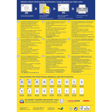 AVERY ZWECKFORM Etichette 97x42,3mm 3659-200 bianco 2640 pz./200+20 fogli