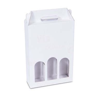 Gift box "Scripto" in white for 3x 0.75l bottles with bottle height 330mm & Ø84mm