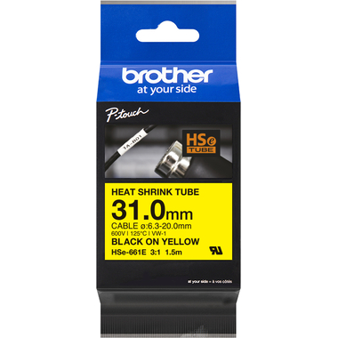 PTOUCH Heat-Shrink-Tube nero/giallo HSe-661E PT-E300/E550W 31mm