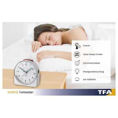 Sveglia Radio TFA Dostmann Sunrise Bianco
