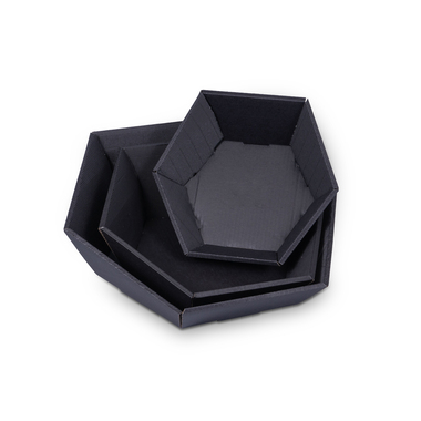 Sechseckiger Geschenkkorb in schwarz 465x415x155mm