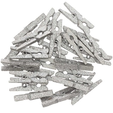 RICO DESIGN Deko-Clips Glitter 3cm 7040.30.89 silber 24 Stück