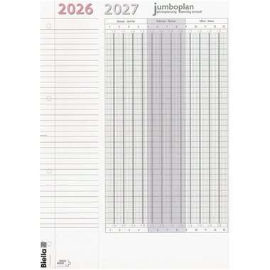 BIELLA Calend.mural Jumbo 2 Stk. 2026 876418000026 1A/1P blanc 64.5x29.7cm