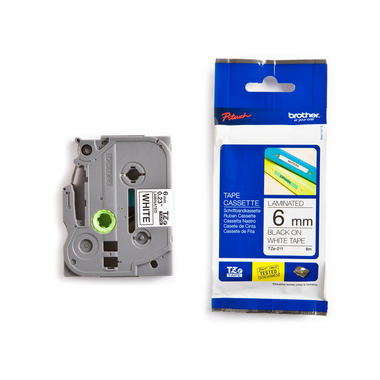 PTOUCH Nastro, plastific. nero/bianco TZe-211 PT-1280VP 6 mm