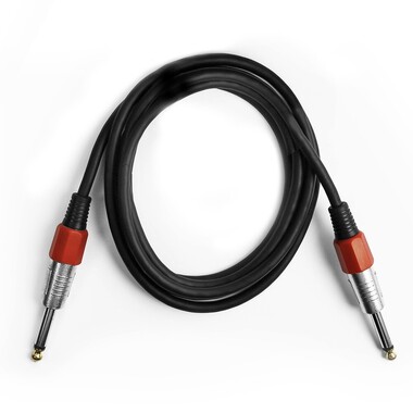 2m long black audio cable for musical instruments with two 6.3mm male jack outputs