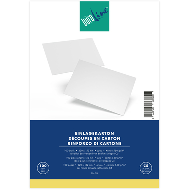 BÜROLINE Découpes en carton pour C5 306714 550g, gris 100 pcs.