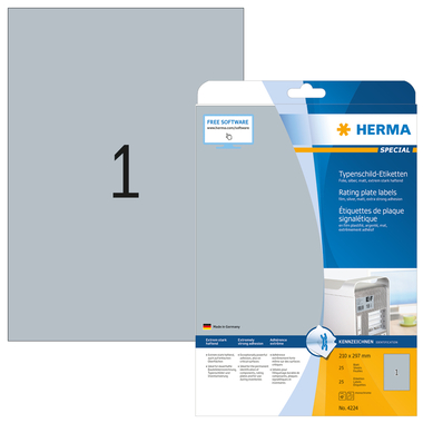 HERMA Plaque signal. 210x297mm 4224 argent 25 pcs.